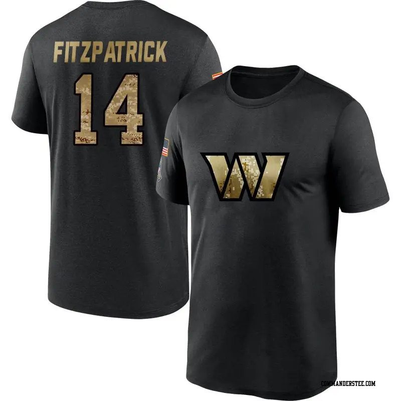 Men's Washington Commanders ＃14 Ryan Fitzpatrick Black 2020 Salute To Service Performance T-Shirt