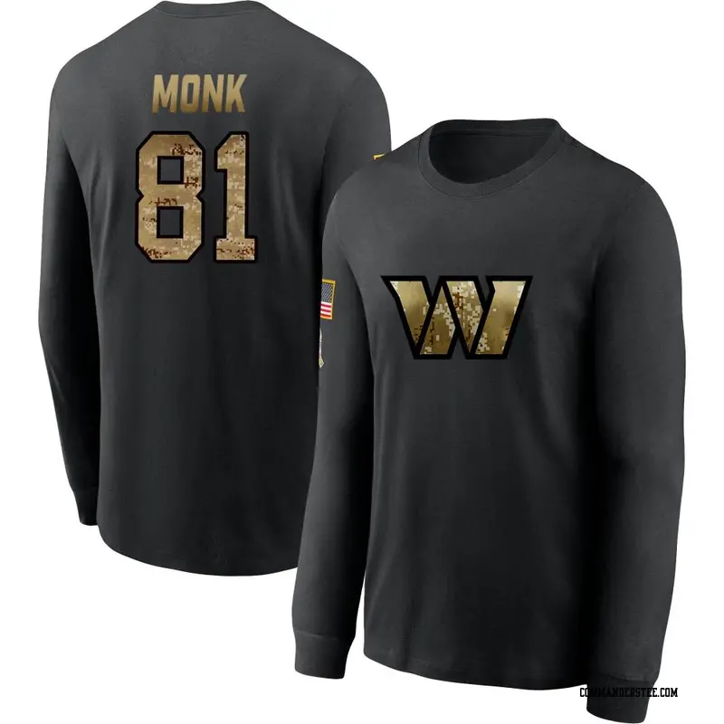 Men's Washington Commanders ＃81 Art Monk Black 2020 Salute To Service Sideline Performance Long Sleeve T-Shirt
