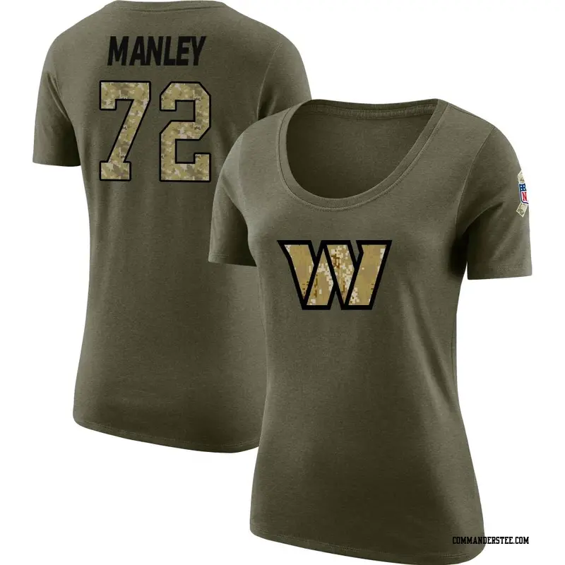 Women's Washington Commanders ＃72 Dexter Manley Olive Salute to Service Scoop Neck T-Shirt