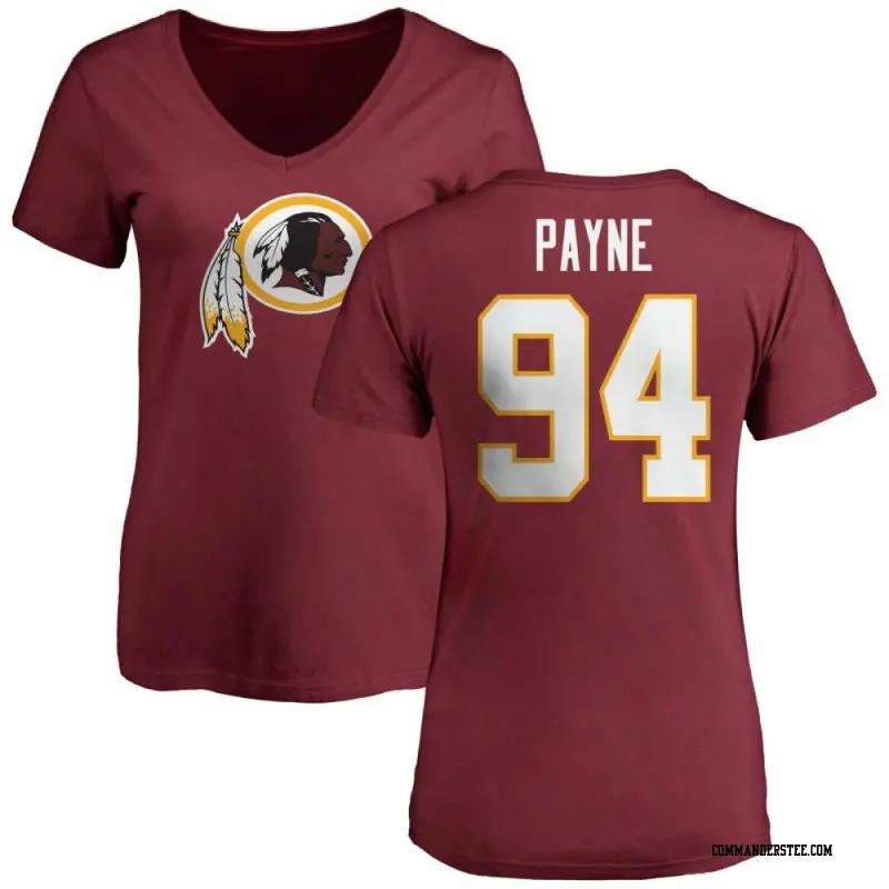 Women's Washington Commanders ＃94 Daron Payne Name & Number Logo Slim Fit T-Shirt Maroon