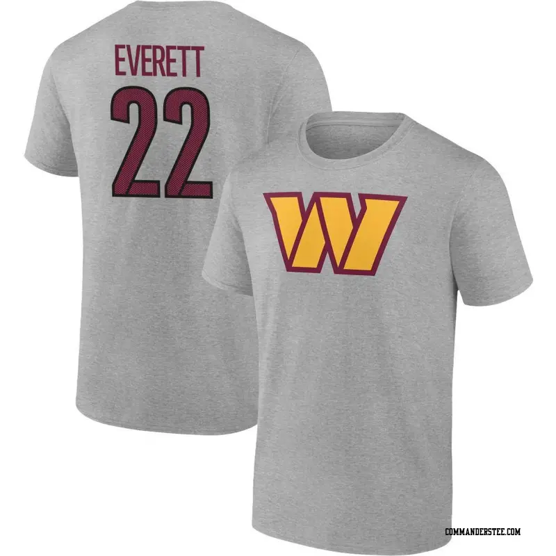 Youth Washington Commanders ＃22 Deshazor Everett Gray Name & Number T-Shirt