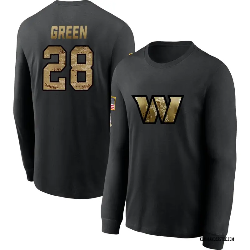 Youth Washington Commanders ＃28 Darrell Green Green Black Darrell 2020 Salute To Service Sideline Performance Long Sleeve T-Shir