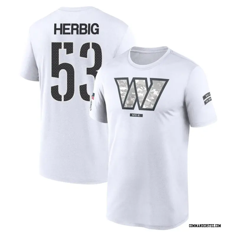 Youth Washington Commanders ＃53 Nate Herbig White 2024 Salute to Service Performance T-Shirt