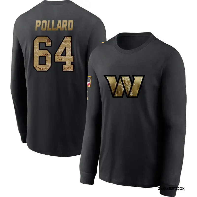 Youth Washington Commanders ＃64 Norell Pollard Black 2020 Salute To Service Sideline Performance Long Sleeve T-Shirt