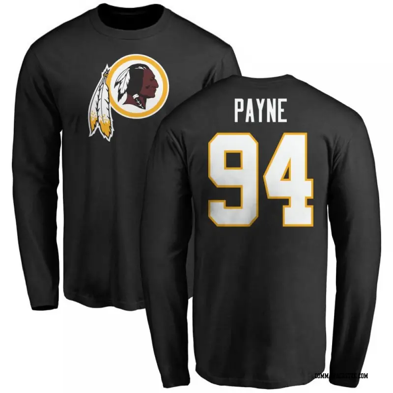 Youth Washington Commanders ＃94 Daron Payne Black Name & Number Logo Long Sleeve T-Shirt
