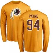 Youth Washington Commanders ＃94 Daron Payne Gold Name & Number Logo Long Sleeve T-Shirt