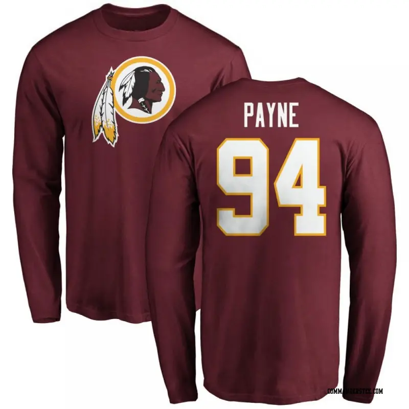 Youth Washington Commanders ＃94 Daron Payne Name & Number Logo Long Sleeve T-Shirt Maroon