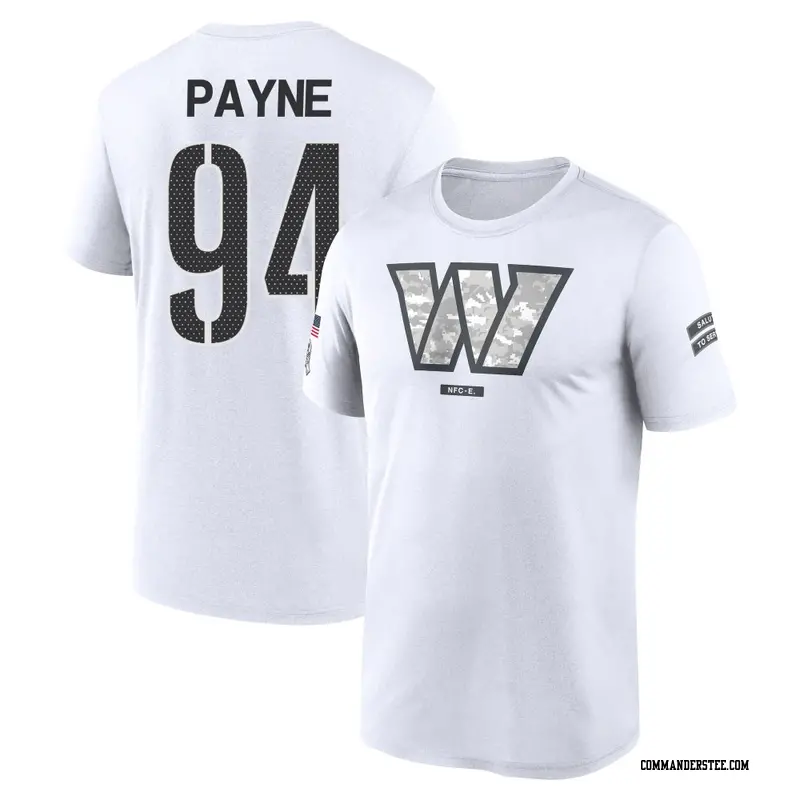 Youth Washington Commanders ＃94 Daron Payne White 2024 Salute to Service Performance T-Shirt